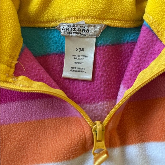 Arizona Kids Sz 5 Fleece Pullover Colorful Stripe Rainbow 1/4 Zip - Picture 4 of 6